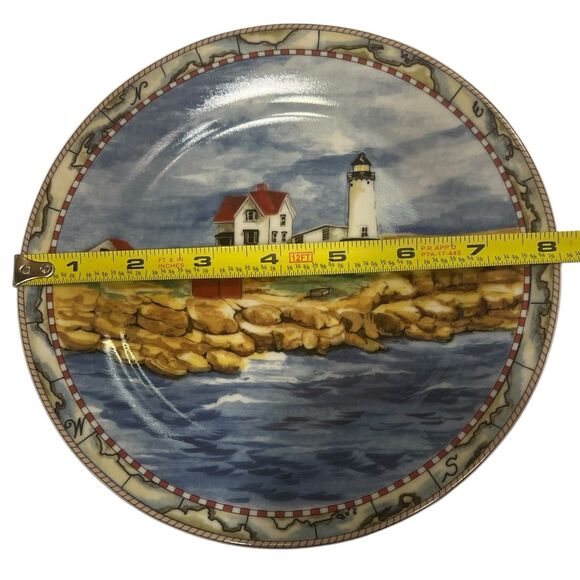 American Atelier Lighthouse Plate Set of 4 Cape Hatteras Coastal Decor - Picture 2 of 12